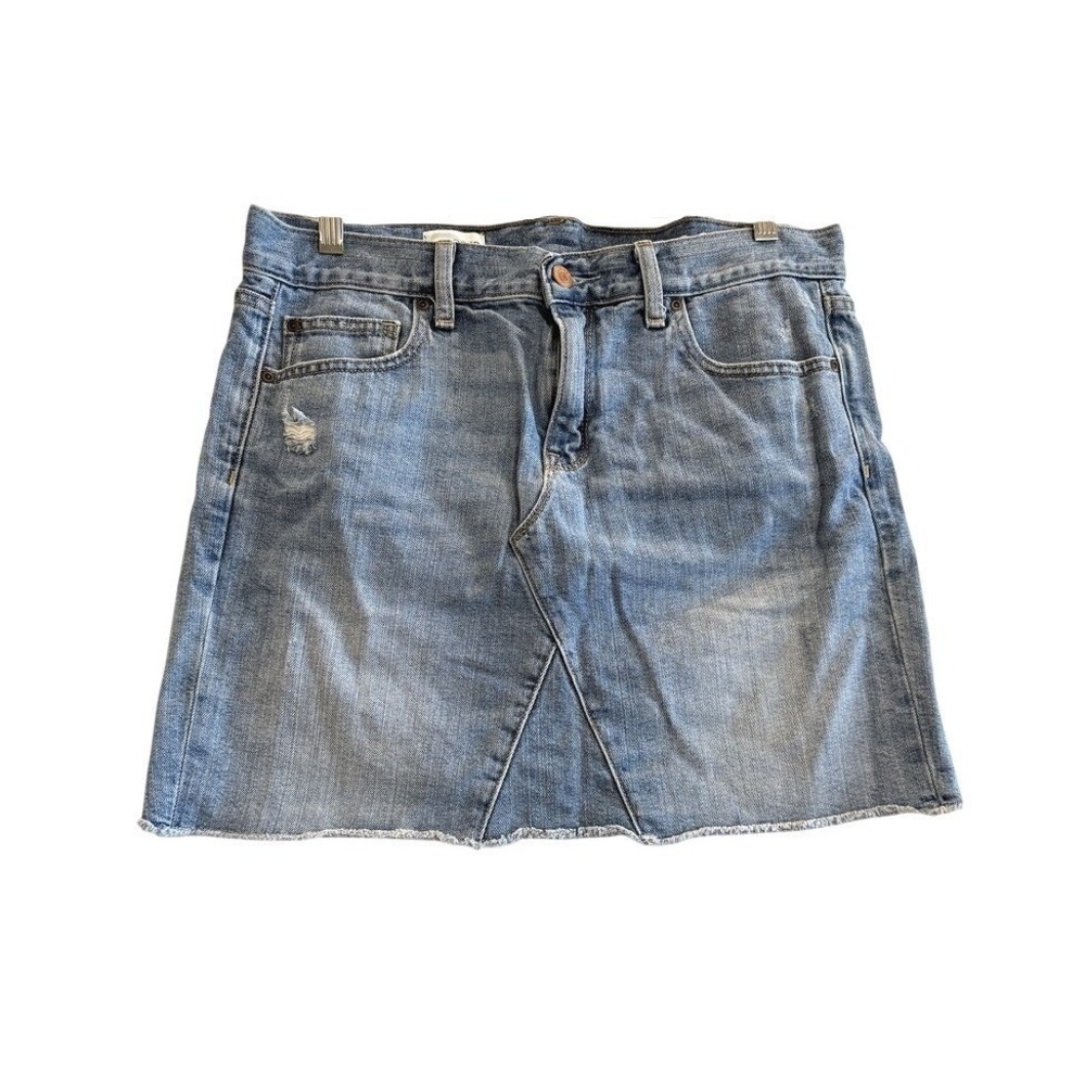 Gap‎ Denim Mini Skirt Women 29/8 Blue Distressed A-Line Raw Hem